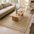 Mrirt Ivory Wave Carved Plush Wool Rug