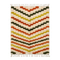 Beni Ourain ivory and black diamond rug on white background